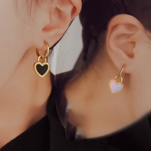 Σκουλαρίκια Ατσάλι Καρδιά Διπλής ΌψηςA2051A