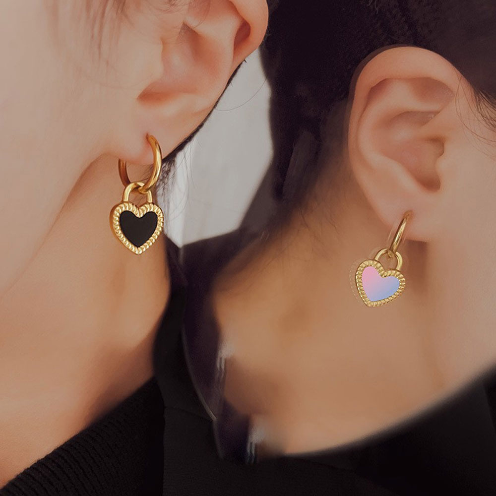 Σκουλαρίκια Ατσάλι Καρδιά Διπλής Όψης Σκουλαρίκια Ατσάλι Καρδιά Διπλής ΌψηςA2051A