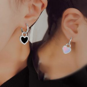 Σκουλαρίκια Ατσάλι Καρδιά Διπλής Όψης ΑσημίA2051B
