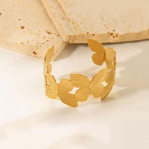 Ατσάλινο Βραχιόλι Με Πεταλούδες - ΑσημίA2067B