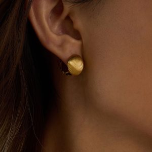 Σκουλαρίκια Στρογγυλά Ριγέ Ατσάλι Διπλής Όψης ΧρυσάA2156A