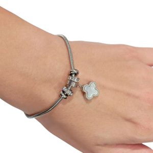 Βραχιόλι με μπίλια & κρεμαστό τετράφυλλο - ΧρυσόA2178a