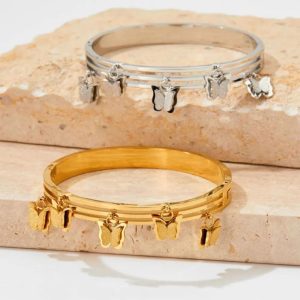 Ατσάλινη Χειροπέδα Με Κρεμαστές Πεταλούδες - ΧρυσόA2202A