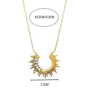 Κολιέ Απο Ανοξείδωτο Ατσάλι Ήλιος Με Πέτρες Ζιργκόν - ΧρυσόA2224A