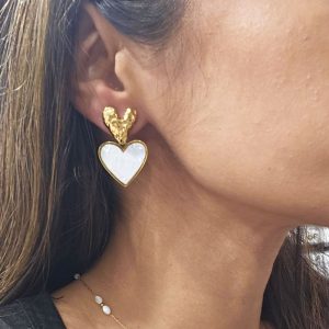 Ατσάλινα Σκουλαρίκια Κρεμαστά Με Καρδιά Από ΦίλντισιA33163