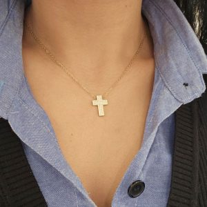 ς Ατσάλινος Σταυρός Με Πέτρες - ΧρυσόA23008A