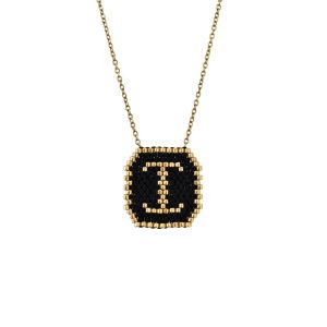 Ατσάλινο Μονόγραμμα 'i'' Με Μαύρες Και Χρυσές ΧάντρεςA23016i