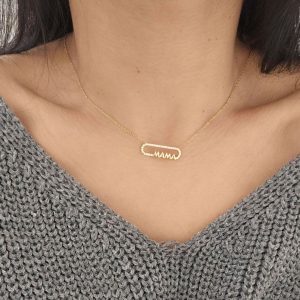 Κολιέ Ατσάλινο ''ΜΑΜΑ''Με Πέτρες Ζιργκόν - ΑσημίΑ23038Α