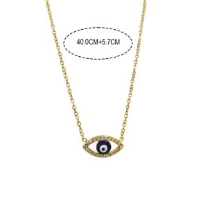 Ατσάλινο Κολιέ Ματάκι Με Πέτρες Ζιργκόν - ΧρυσόA23040A