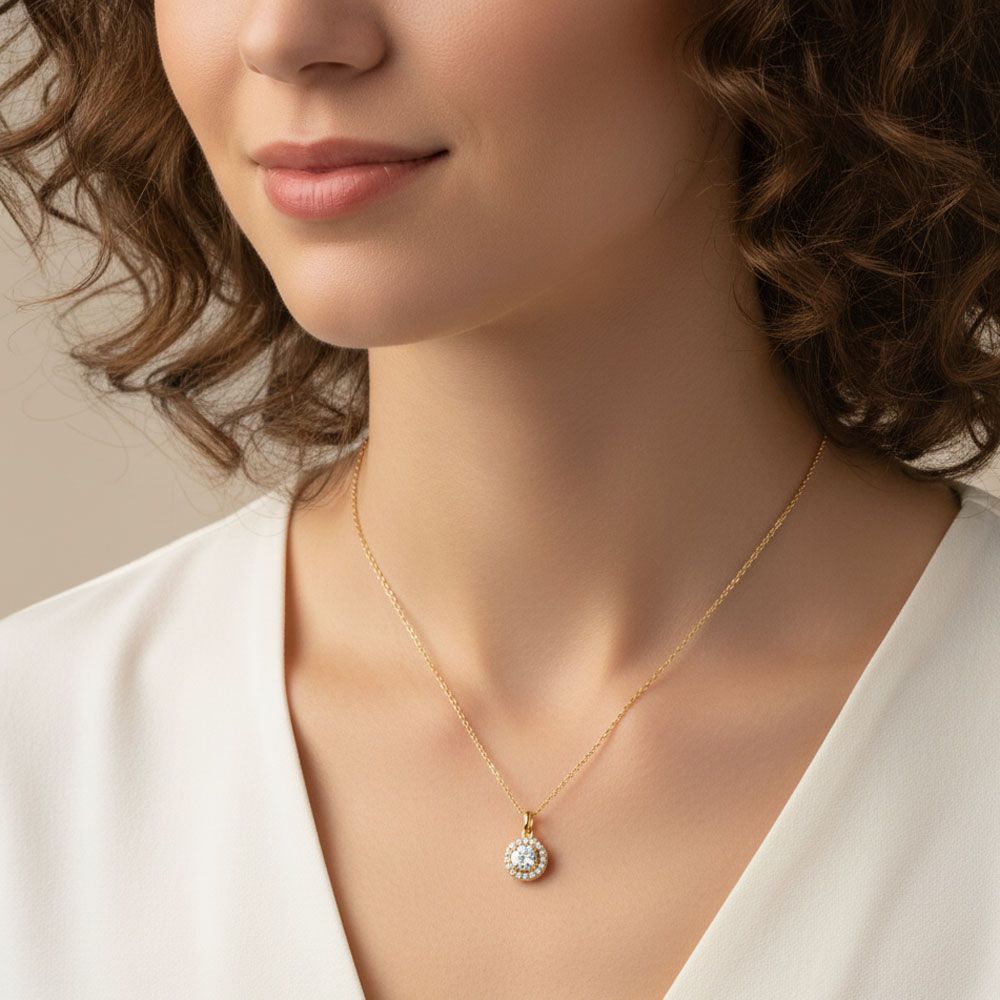 Ατσάλινο Κολιέ με Ροζέτα Ζιργκόν - Χρυσό Ατσάλινο Κολιέ με Ροζέτα Ζιργκόν - ΧρυσόA23049A