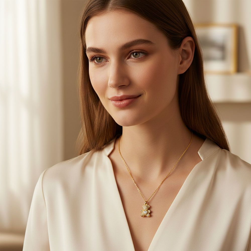 Ατσάλινο Κολιέ Αρκουδάκι με Ζιργκόν - Χρυσό Ατσάλινο Κολιέ Αρκουδάκι με Ζιργκόν - ΧρυσόA23043A