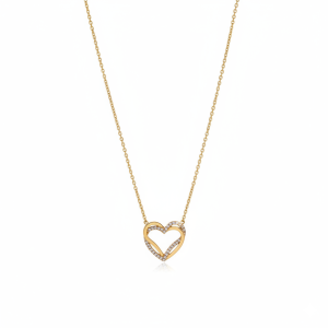 Κολιέ Διπλή Καρδιά με Ζιργκόν από Ατσάλι - Ασημί