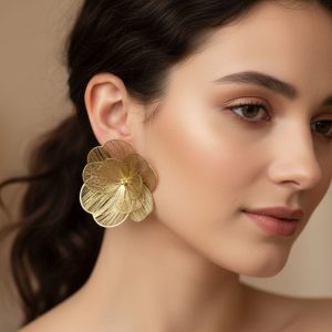 Σκουλαρίκια Ατσάλι Λουλούδι Συρμάτινη Απλίκα - ΧρυσόA2564A