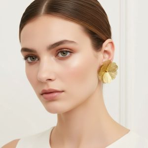 Σκουλαρίκια Ατσάλι Μεταλλικό Άνθος - ΧρυσόA2584A