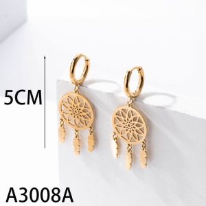 Ατσάλινα Σκουλαρίκια Κρεμαστά - ΧρυσόA3008A