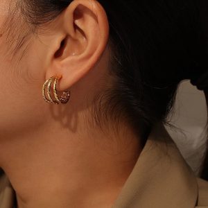 Ατσάλινα Σκουλαρίκια Κρίκοι - Χρυσό74b695e16a82