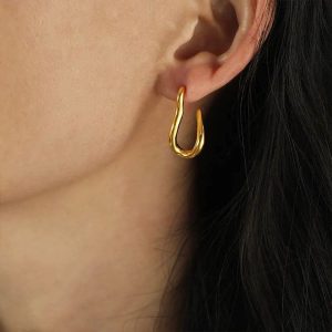 Ατσάλινα Σκουλαρίκια Κρεμαστά - Χρυσό581bf77ca5c0