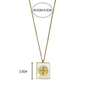 Ατσάλινο Κολιέ Με Τετράγωνο Μοτιφ Απο Φίλντισι Και Σταυρό - ΧρυσόA31007A