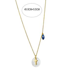 ς Σταυρος Απο Ανοξείδωτο Ατσάλι Με Κρεμαστό Φλουρί Απο Φίλντισι Και Ματάκι - ΧρυσόA31013