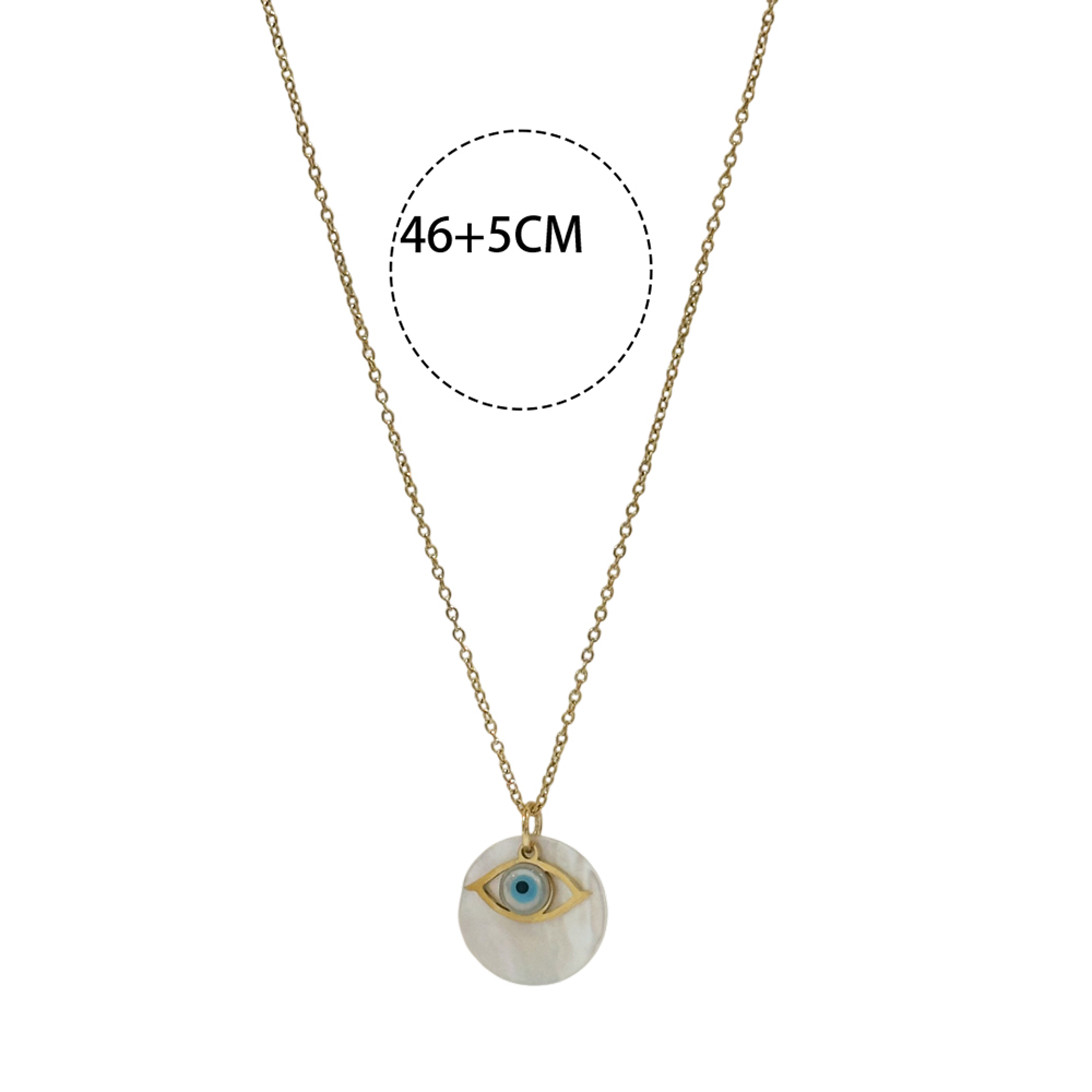 Κολιέ Ατσάλι Με Στρογγυλό Φίλντισι Και Μάτι A31014A Κολιέ Ατσάλι Με Στρογγυλό Φίλντισι Και Μάτι A31014AA31014A