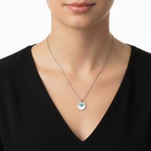 Κολιέ Ατσάλι Με Στρογγυλό Φίλντισι Και Μάτι A31014BA31014B