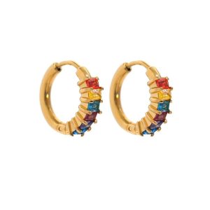 Ατσάλινα Σκουλαρίκια Κρίκοι - ΠολύχρωμοA3103-4