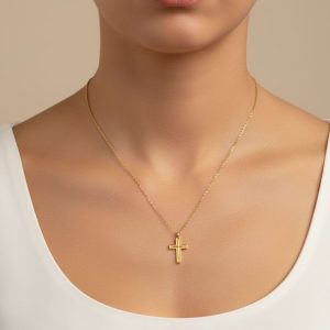 Stainless Steel Κολιέ με Ανάγλυφο Σταυρό IC XC NIKA - ΧρυσόA31052A