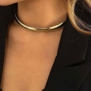 Ατσάλινο Κολιέ Chocker - Χρυσό7898f453bbbc