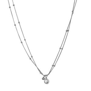 Ατσάλινο Κολιέ Με Πέρλα - ΧρυσόA3162A