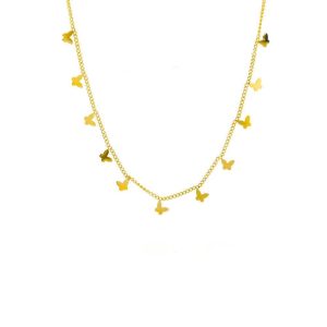 Ατσάλινο Κολιέ Mε Πεταλούδες - ΑσημίA3167