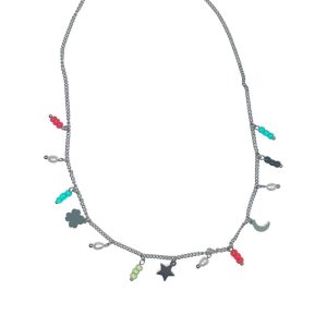 Ατσάλινο Κολιέ Με Χρωματιστές Χάντρες - ΧρυσόA3168