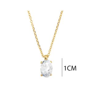 Ατσάλινο Κολιέ Με Πέτρα - Χρυσό ΠράσινοA3171A