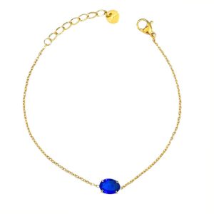 Ατσάλινο Βραχιόλι Με Χρωματιστή Πέτρα - ΠράσινοA3208B