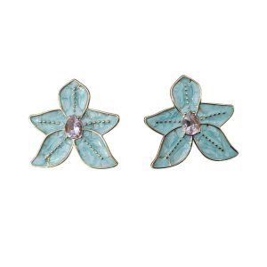 Σκουλαρίκια Ατσάλινα Καρφωτά Λουλούδι Με Πέτρα Στο Κέντρο - ΧΡΥΣΟ/ΑΣΠΡΟΑ33102