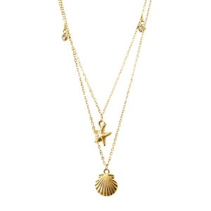 Ατσάλινο Κολιέ Με Διπλή Αλυσίδα Και Κρεμαστά ΣτοιχείαA3311