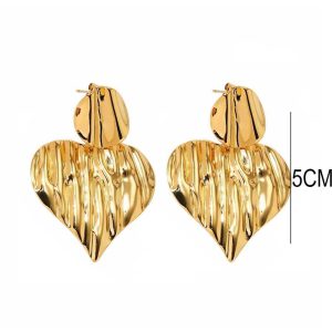 Ατσάλινα Σκουλαρίκια Με Καρδιές Κρεμαστά - ΧρυσόA3463