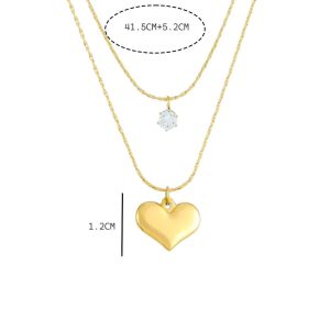 Κολιέ Ατσάλινο Με Διπλή Αλυσίδα Καρδιά - ΧρυσόA3479A