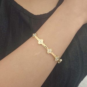 Ατσάλινη Χειροπέδα Βέργα Με Πέτρες Ζιργκόν - ΑσημίA35004