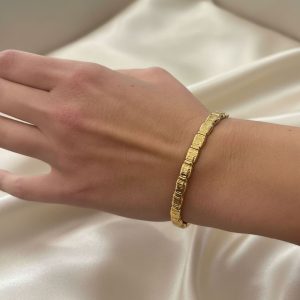 Βραχιόλι Ανάγλυφης Πλέξης Ατσάλι - ΑσημίB3066B