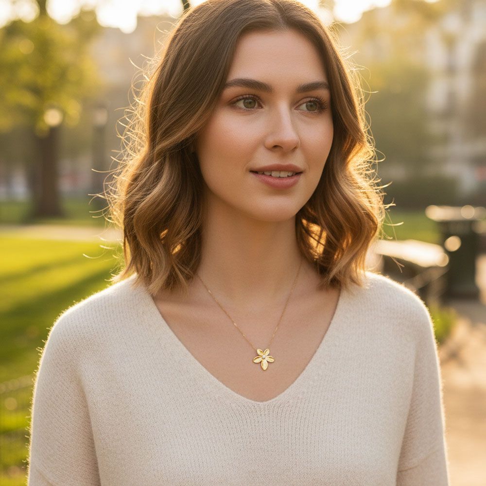 Ατσάλινο Κολιέ Λουλούδι με Πέρλα Ατσάλινο Κολιέ Λουλούδι με ΠέρλαA35141