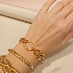 Βραχιόλι από Ανοξείδωτο Ατσάλι με Ασύμμετρους Οβάλ ΚρίκουςA35144