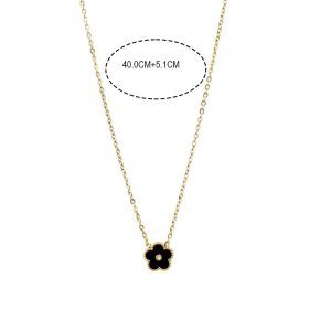 Ατσάλινο Κολιέ Με Λουλούδι - Χρυσό Μαύρο