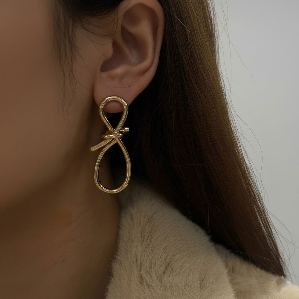 Σκουλαρίκια Κόμπος Κρεμαστά Ατσάλι Χρυσό Σκουλαρίκια Κόμπος Κρεμαστά Ατσάλι ΧρυσόA3569A