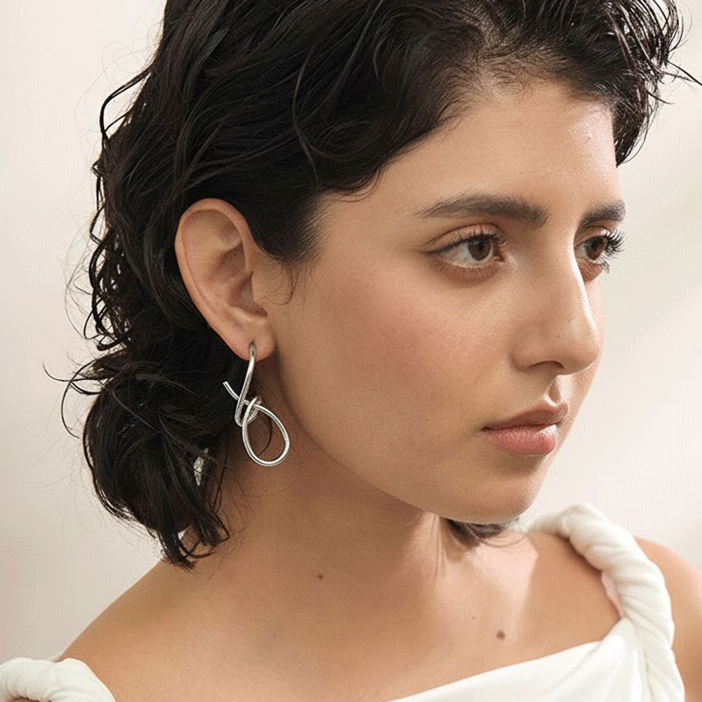 Σκουλαρίκια Κόμπος Κρεμαστά Ατσάλι Ασημί Σκουλαρίκια Κόμπος Κρεμαστά Ατσάλι ΑσημίA3570B