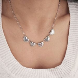 Κολιέ Απο Ανοξείδωτο Ατσάλι Με Καρδιές - ΧρυσόA3596A