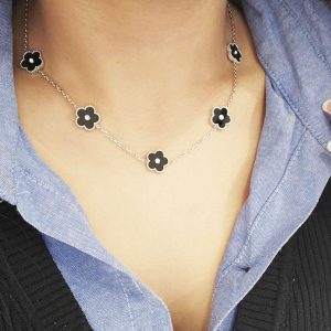 Κολιέ Απο Ανοξείδωτο Ατσάλι Με Λουλούδια - ΧρυσόΑ3679Α