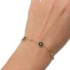 Βραχιόλι με Στρογγυλά Μαύρα Στοιχεία και Ζιργκόν Χρυσό Ασημί - ΧρυσόA3690a
