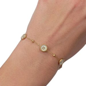 Βραχιόλι με στρογγυλά μοτίβα και λαμπερές λεπτομέρειες - ΧρυσόA3691A