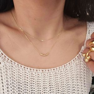 Ατσάλινο Κολιέ Με Διπλή Αλυσίδα Και Στοιχεία - ΧρυσόA3696A