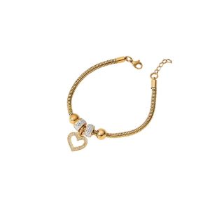 Βραχιόλι Με Αλυσίδα Φίδι Και Κρεμαστή Καρδιά - ΑσημίA3716B